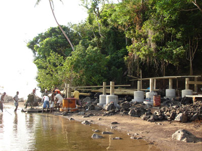 Dredging pump on a barge