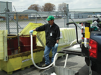 Waste oil pump on military base