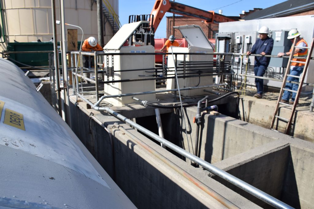 Pump enclosure for catch basin pumps. These enclosures include heaters so the pumps can operate through colder temperatures.